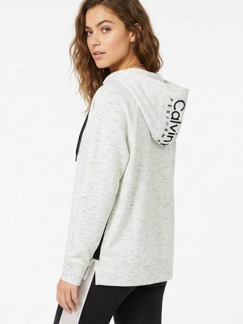 Calvin Klein Performance Space Dye Cropped Hoodie Gray Large